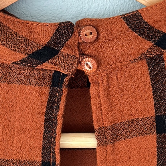 BP. • Terracotta Brown & Black Buffalo Check Mock Neck Sleeveless Top Size XS - Picture 9 of 12